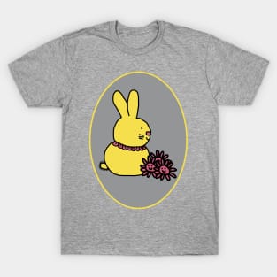 Illuminating Easter Bunny with Flowers Ultimate Gray Oval T-Shirt